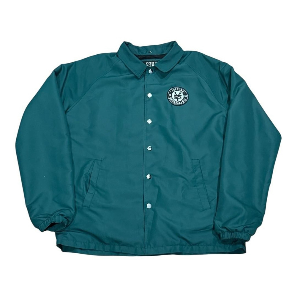 Zoo York Jacket Mens Medium Teal Coach Snap Button Lined Unbreakable Patch NYC